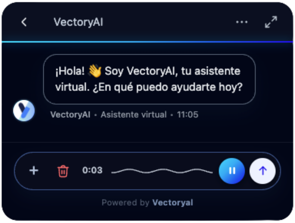 Chatbot web: nota de voz que el asistente escucha y comprende
